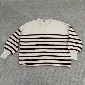 Madewell 100% cotton burgundy striped sweater